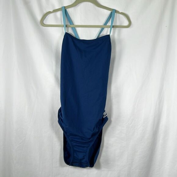 Women's Solid Flyback Training One Piece Blue Endurance+ 14/40 - Picture 3 of 6